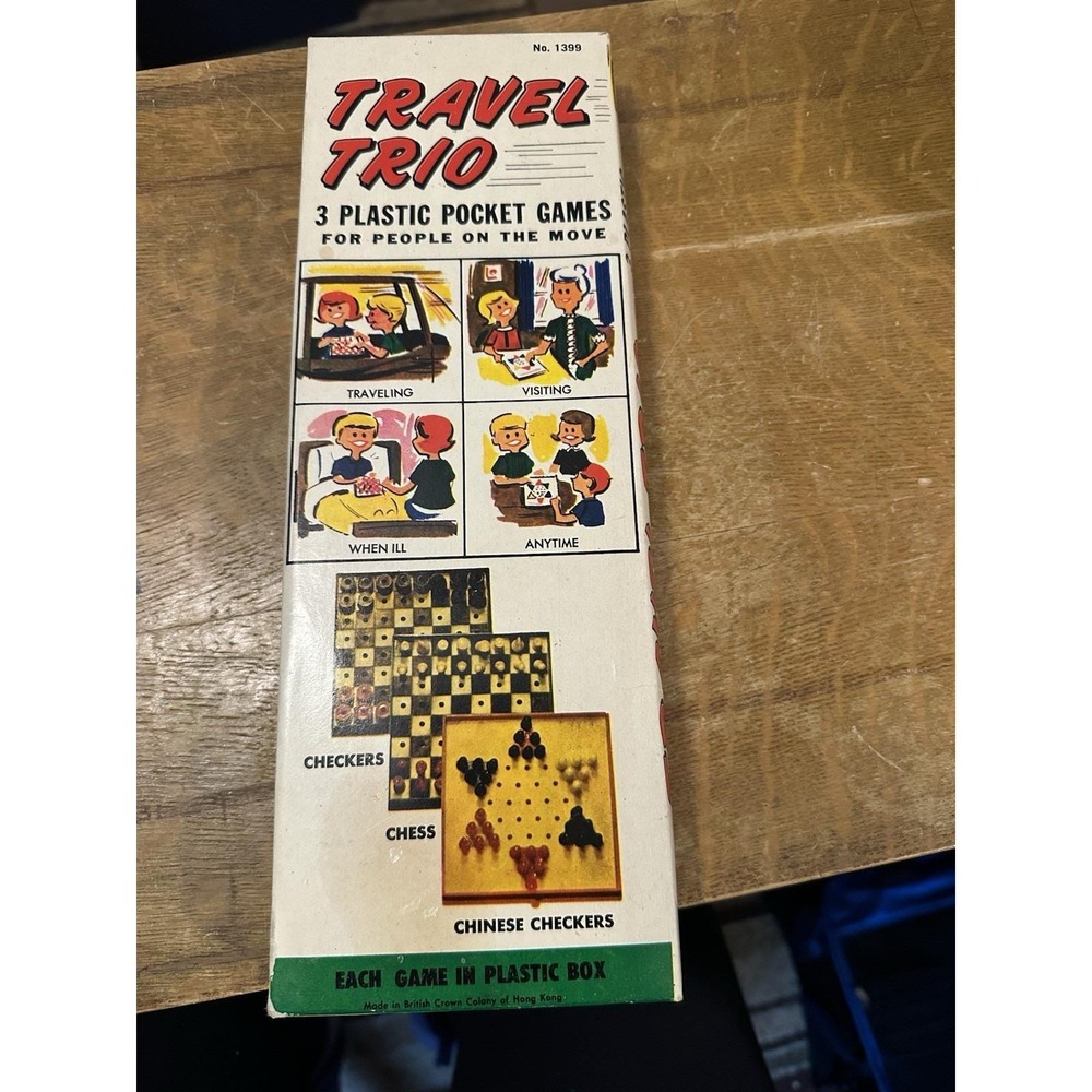 Vintage Travel Trio 3 Plastic Pocket Games #1399 B.C.C. of Hong Kong